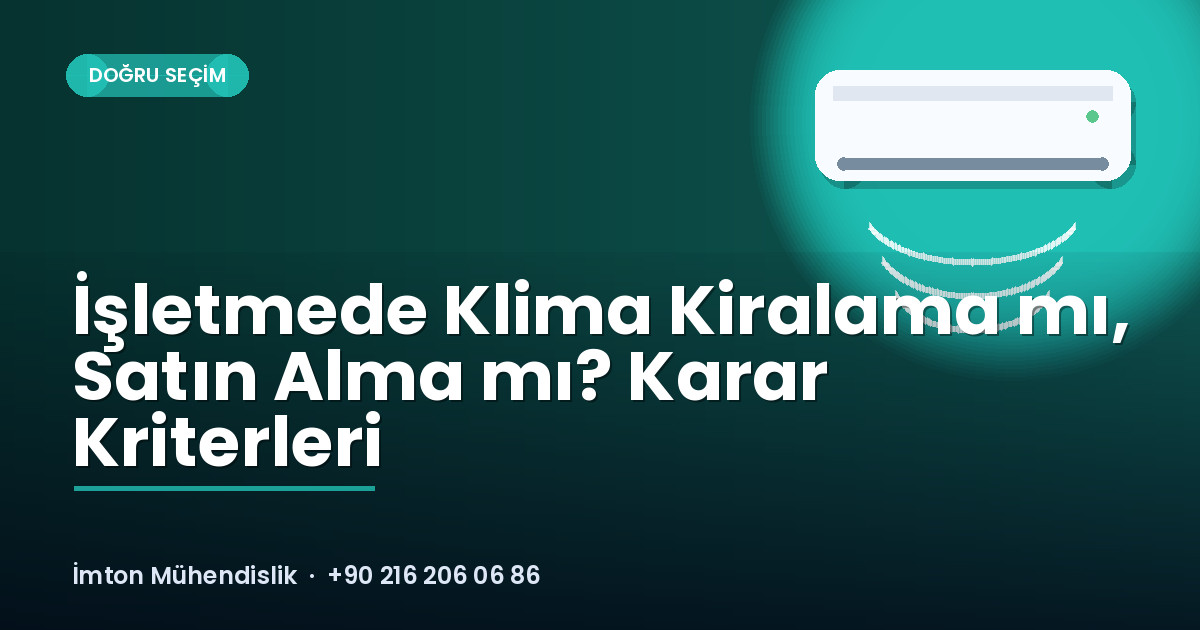 İşletmede Klima Kiralama mı, Satın Alma mı? Karar Kriterleri İşletmede Klima Kiralama mı, Satın Alma mı? Karar Kriterleri