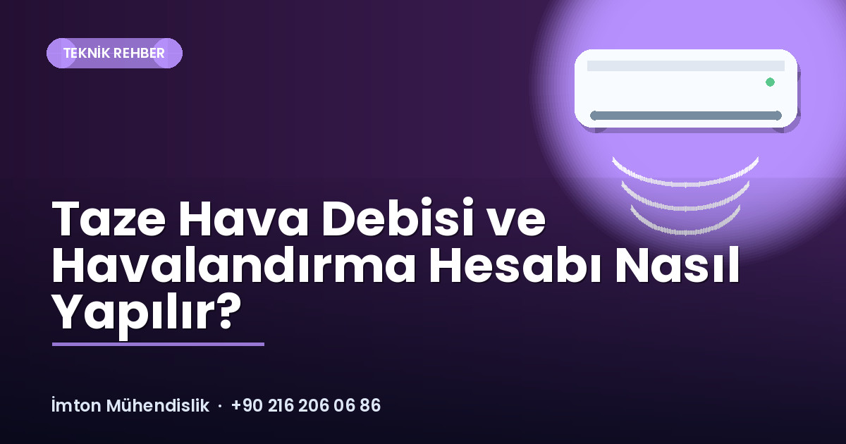 Taze Hava Debisi ve Havalandırma Hesabı Nasıl Yapılır? Taze Hava Debisi ve Havalandırma Hesabı Nasıl Yapılır?